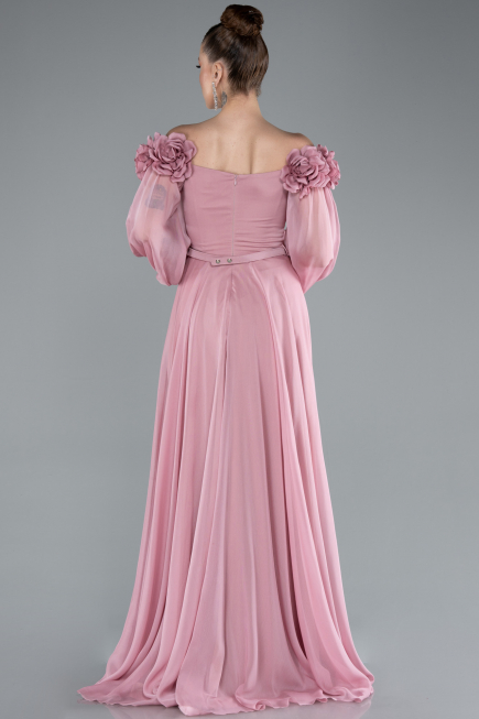 Robe De Soirée Mousseline Longue Poudre ABU4130