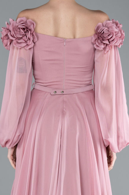 Robe De Soirée Mousseline Longue Poudre ABU4130