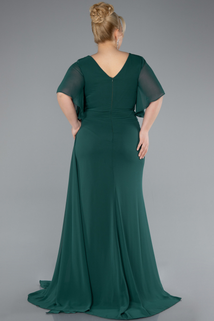 Robe de Soirée Grande Taille Longue Mousseline Émeraude ABU4911