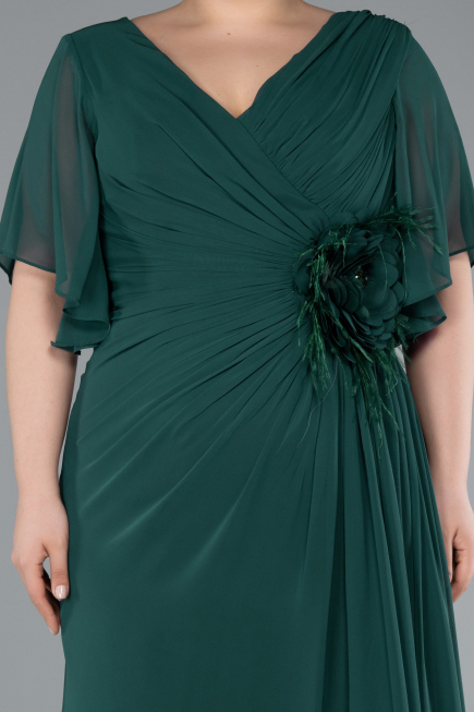 Robe de Soirée Grande Taille Longue Mousseline Émeraude ABU4911