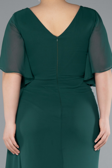 Robe de Soirée Grande Taille Longue Mousseline Émeraude ABU4911