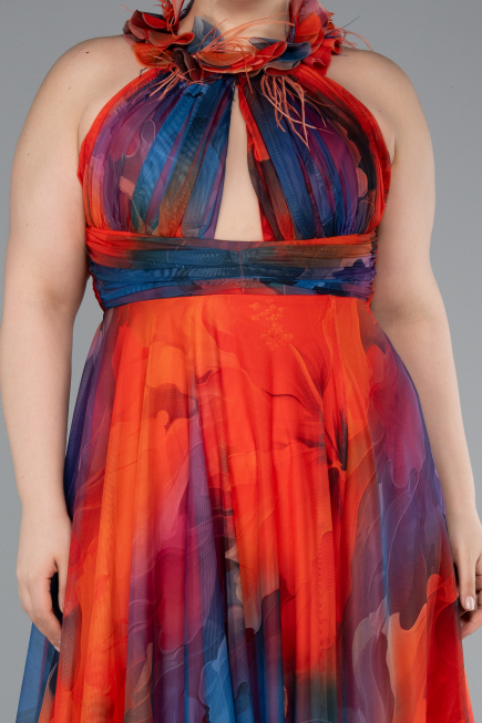 Robe De Soirée Grande Taille Longue Orange ABU4902
