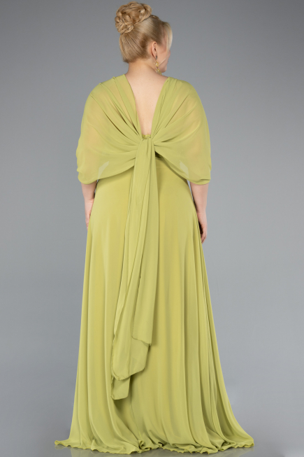 Robe Grande Taille Longue Mousseline Pistache vert ABU4951