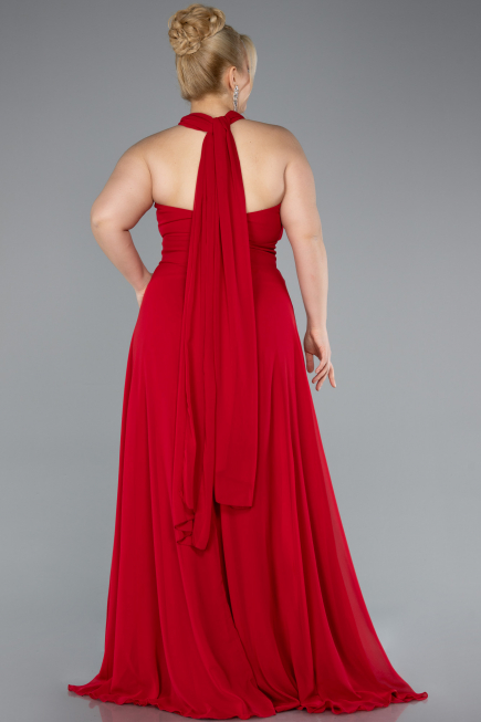 Robe Grande Taille Longue Mousseline Rouge ABU4951