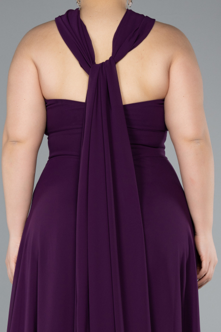 Robe Grande Taille Longue Mousseline Violet ABU4951
