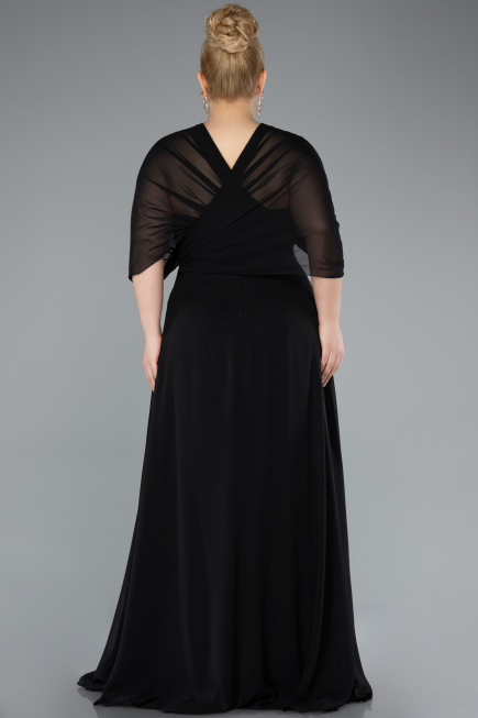 Robe Grande Taille Longue Mousseline Noir ABU4951