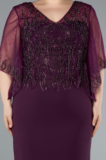 Robe de Soirée Grande Taille Midi Mousseline Violet ABK2333