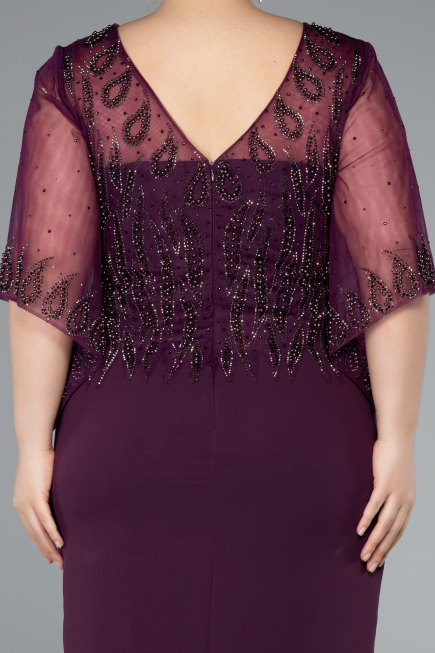 Robe de Soirée Grande Taille Midi Mousseline Violet ABK2333