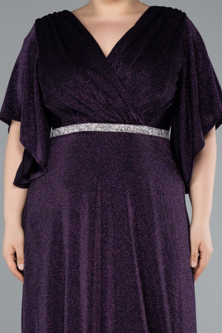 Robe Grande Taille Longue Violet Foncé ABU4914