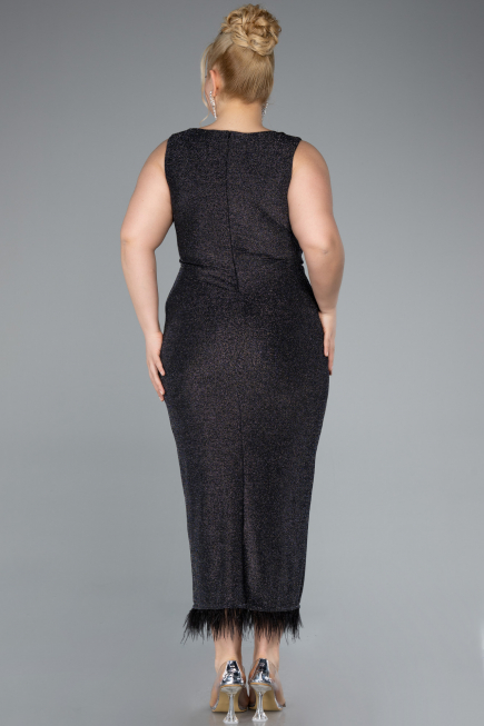 Robe de Soirée Grande Taille Midi Anthracite ABK2338