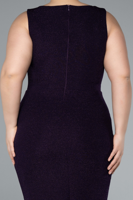 Robe de Soirée Grande Taille Midi Violet Foncé ABK2338
