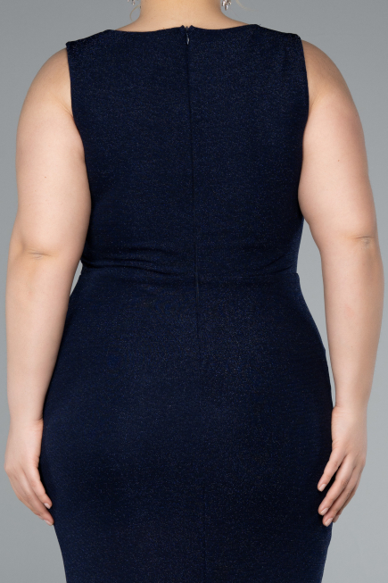 Robe de Soirée Grande Taille Midi Bleu Marine ABK2338