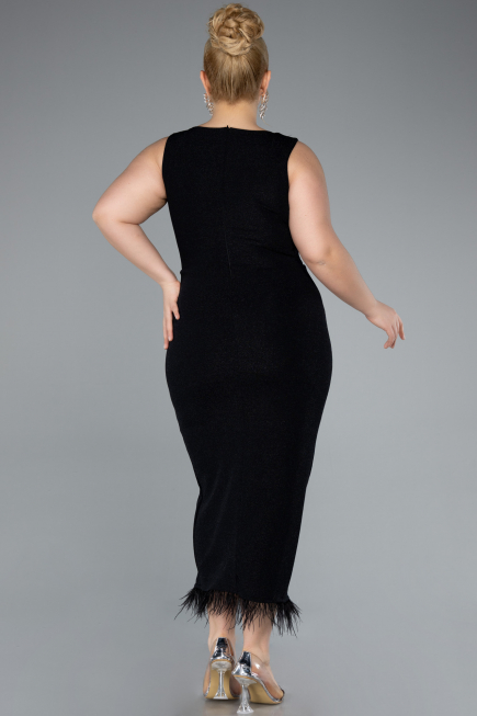 Robe de Soirée Grande Taille Midi Noir ABK2338