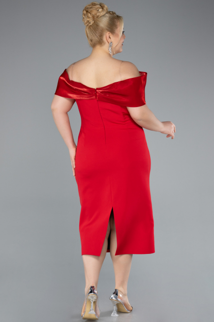 Robe De Fête Grande Taille Midi Rouge ABK2321