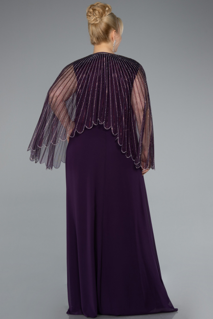 Robe De Soirée Grande Taille Mousseline Longue Violet Foncé ABU4632
