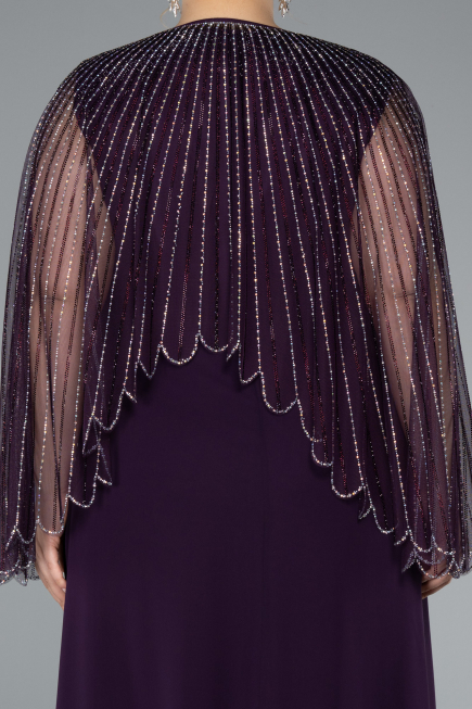 Robe De Soirée Grande Taille Mousseline Longue Violet Foncé ABU4632