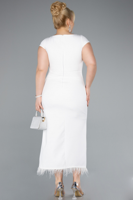 Robe De Fête Grande Taille Midi Blanc ABK2340