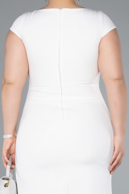 Robe De Fête Grande Taille Midi Blanc ABK2340