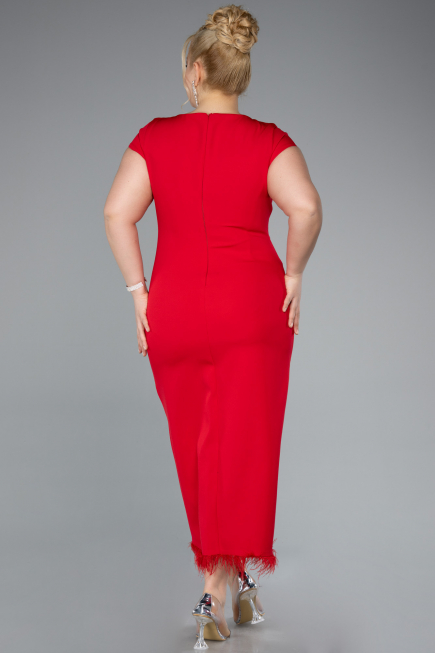 Robe De Fête Grande Taille Midi Rouge ABK2340