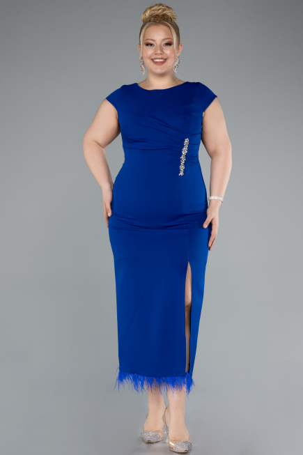Robe De Fête Grande Taille Midi Bleu Saxe ABK2340