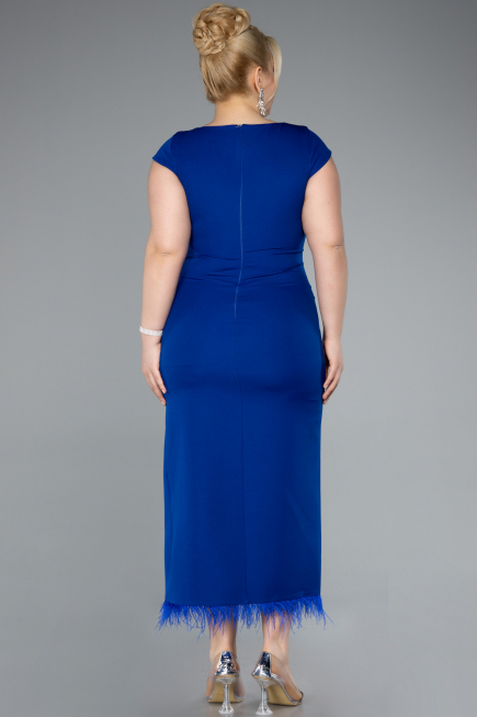 Robe De Fête Grande Taille Midi Bleu Saxe ABK2340