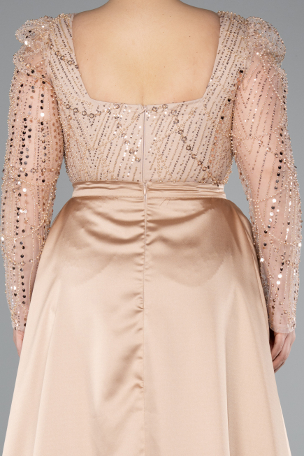 Robe De Fiançailles Grande Taille Longue Perlé Or ABU4761
