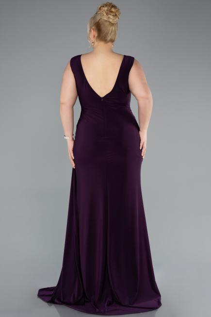 Robe Grande Taille Longue Violet Foncé ABU3737