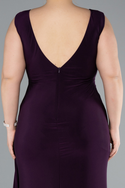 Robe Grande Taille Longue Violet Foncé ABU3737