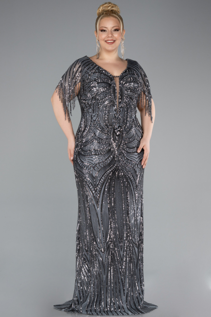 Robe Grande Taille Longue Anthracite ABU4953