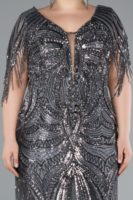 Robe Grande Taille Longue Anthracite ABU4953