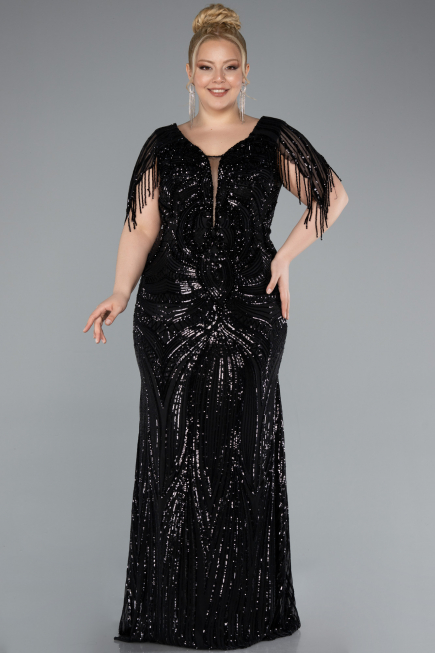 Robe Grande Taille Longue Noir ABU4953