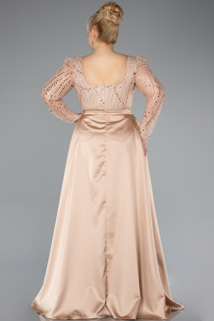 Robe De Fiançailles Grande Taille Longue Perlé Or ABU4761