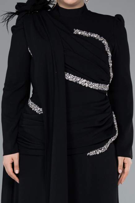 Robe de Soirée Grande Taille Longue Noir ABU4938
