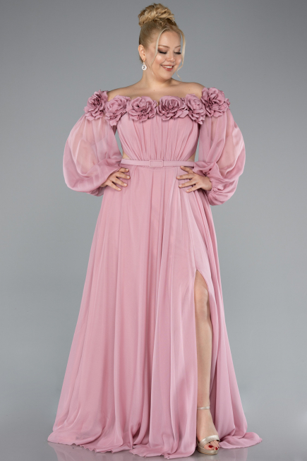 Robe De Soirée Grande Taille Mousseline Longue Poudre ABU4131