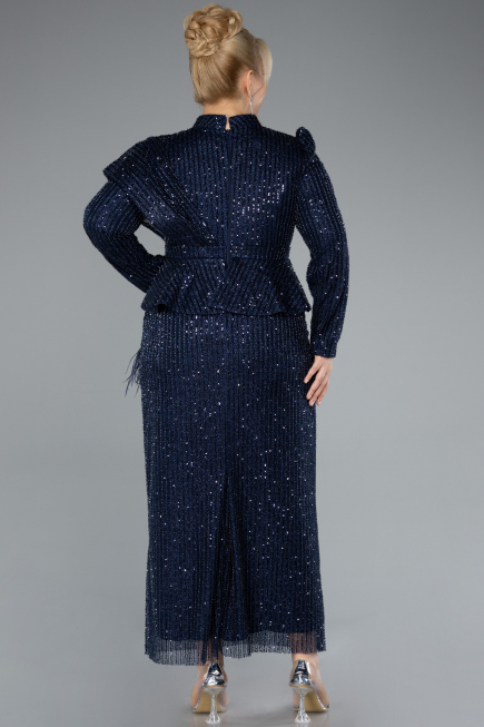 Robe De Soirée Grande Taille Midi Bleu Marine ABK2294