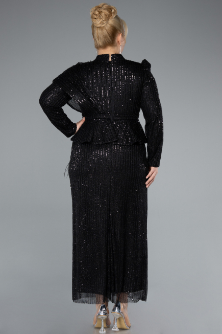 Robe De Soirée Grande Taille Midi Noir ABK2294