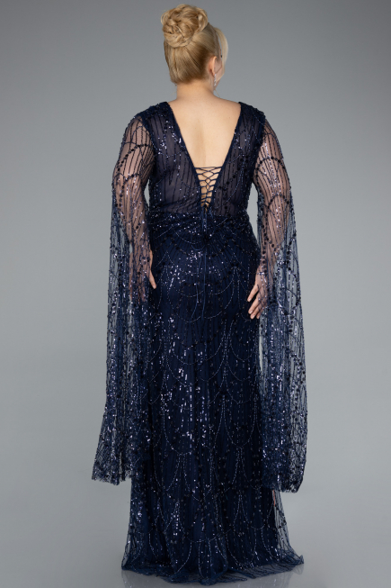 Robe De Soirée Grande Taille Longue Bleu Marine ABU4945