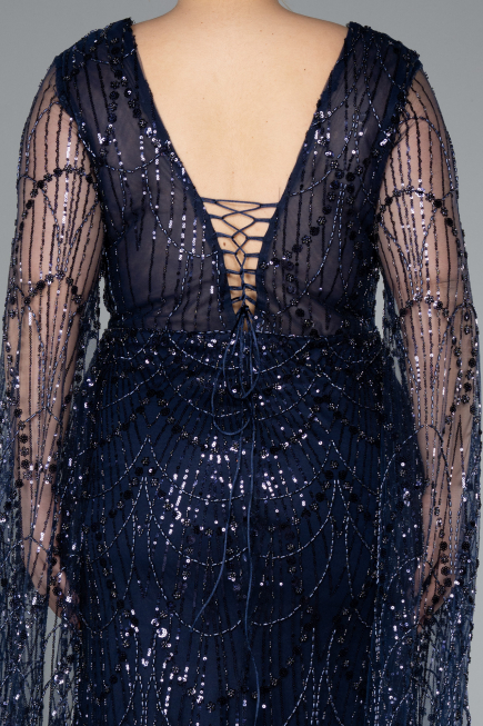 Robe De Soirée Grande Taille Longue Bleu Marine ABU4945