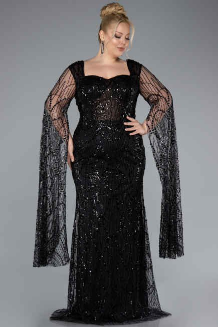 Robe De Soirée Grande Taille Longue Noir ABU4945