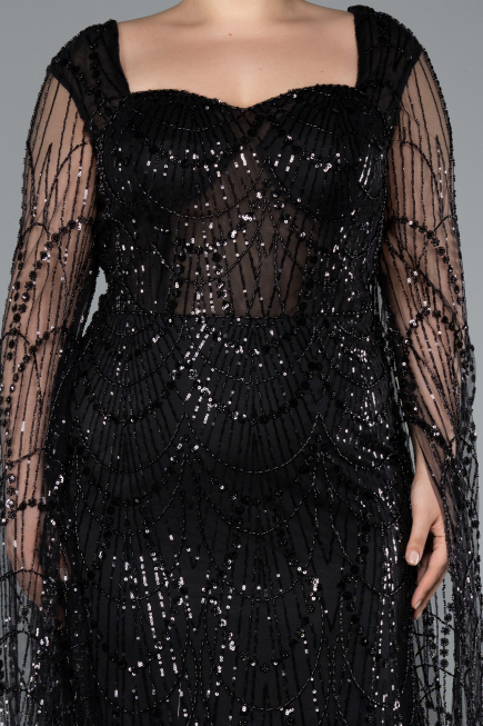 Robe De Soirée Grande Taille Longue Noir ABU4945