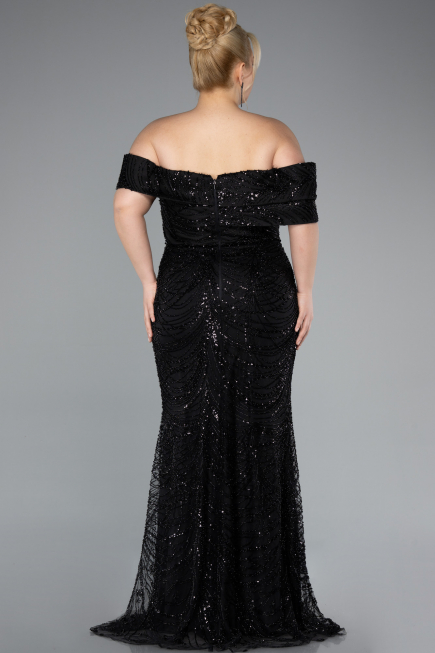 Robe Grande Taille Longue Noir ABU4947