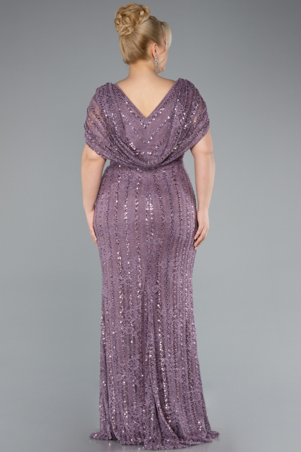 Robe De Fiançailles Grande Taille Longue Dantelle Lavande ABU4948