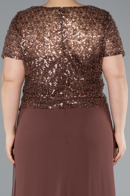 Robe De Soirée Grande Taille Mousseline Longue Cuivre ABU4806