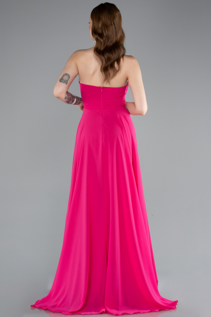 Robe de Soirée Longue Mousseline Fushia ABU4966