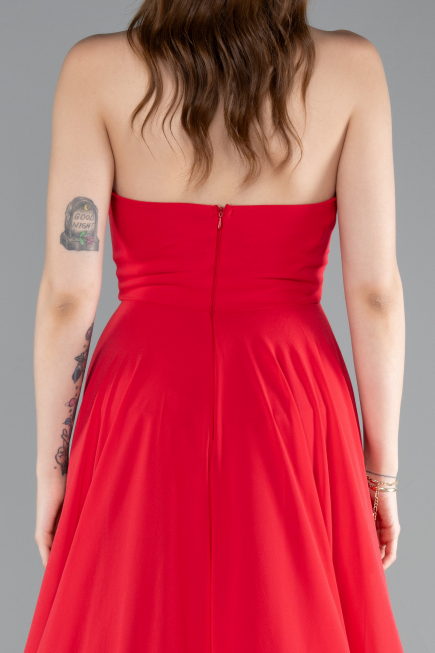 Robe de Soirée Longue Mousseline Rouge ABU4966