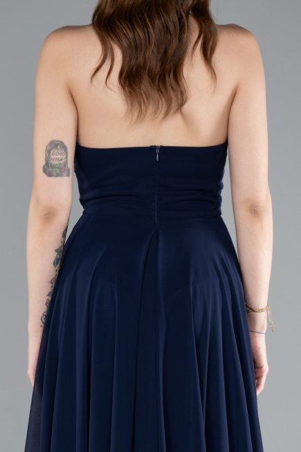 Robe de Soirée Longue Mousseline Bleu Marine ABU4966