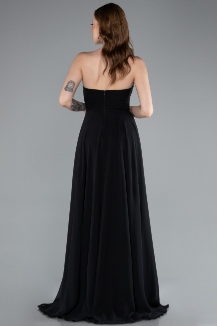 Robe de Soirée Longue Mousseline Noir ABU4966