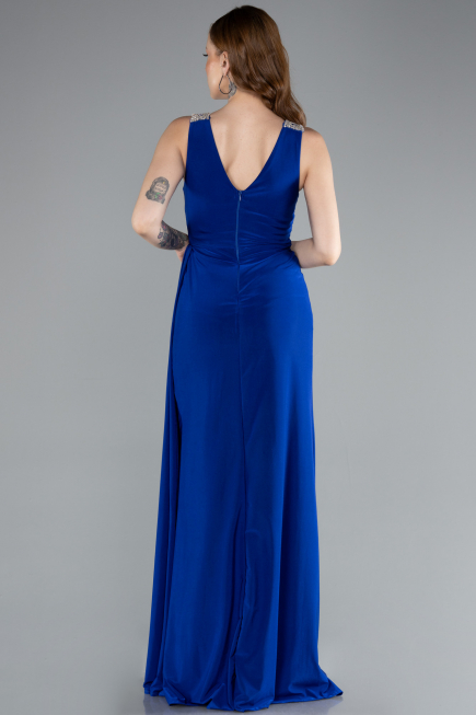 Robe de Soirée Longue Bleu Saxe ABU4967