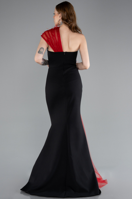 Robe de Soirée Longue Noir-Rouge ABU4969