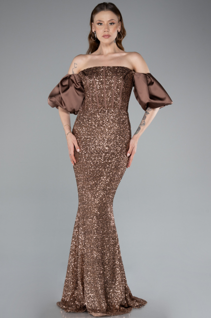 Robe Queue De Poisson Longue Brun ABU4308